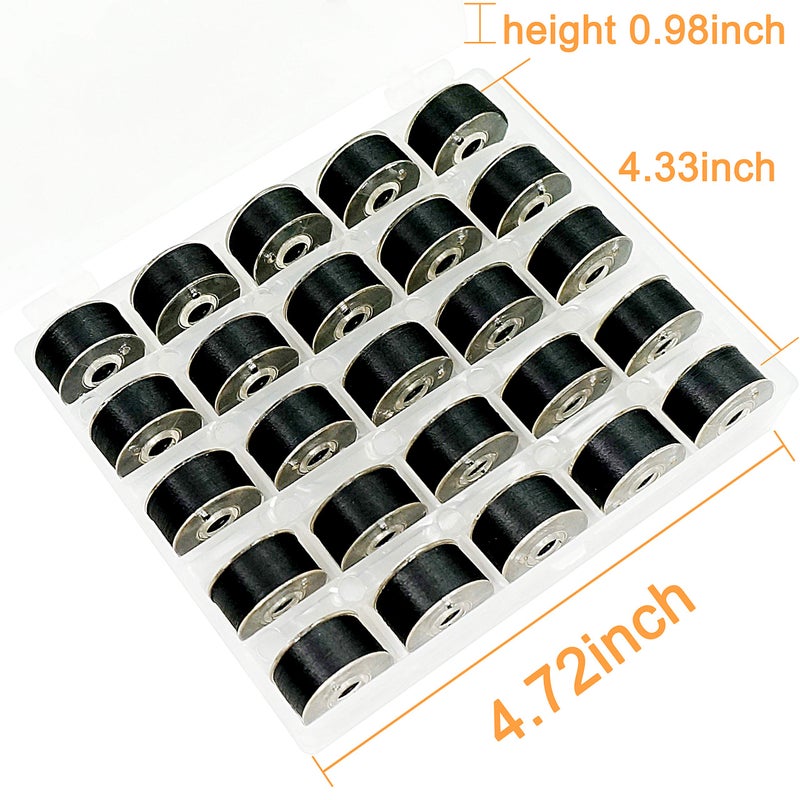New brothread 25pcs Black 70D/2 (60WT) Prewound Bobbin Thread Plastic Size A SA156 for Embroidery and Sewing Machines DIY Embroidery Thread Sewing Thread - Image 2